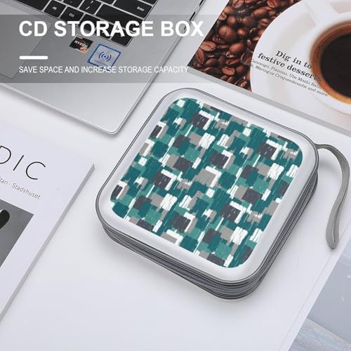 Portable Hard Shell DVD Storage Teal Grey Turquoise, 40-Disc Binder with Carry Strap, Protective Case for Movies Music Travel