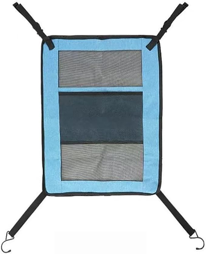 Dog Car Barrier for VW Caddy 2003-2020, Seat Separator Dogs Kids 2 in 1 Mesh Pet Travel Safety Divider Storage Pockets Kid Partition Seat Blocker,Blue