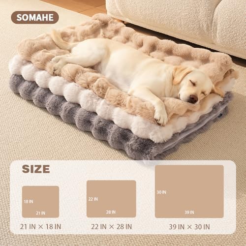 SOMAHE Dog Blanket for Couch Bed, Soft Faux Fur, Large 39x31 Latte Coffee