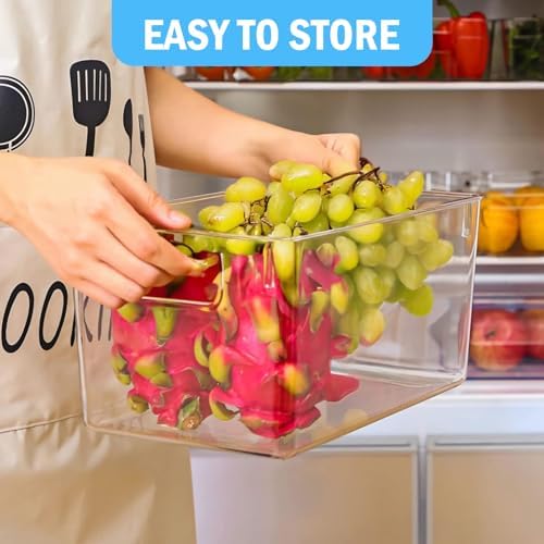 10 Pcs Clear Plastic Storage Bins,Pantry Organizer Bins | Storage Containers with Handles Stackable for Kitchen Freezer Cabinet Closet Bathroom Under Sink,9'' L x 5''W x 4.3''H