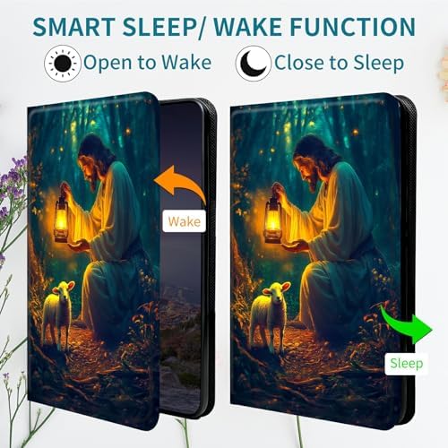Case for Samsung Galaxy Tab A8 10.5" 2022 SM-X200/X205/X207, 360 Degree Rotating Stand with Multi-Angle Vertical & Horizontal Viewing Shockproof Shell for Women Men, Man Sheep Forest