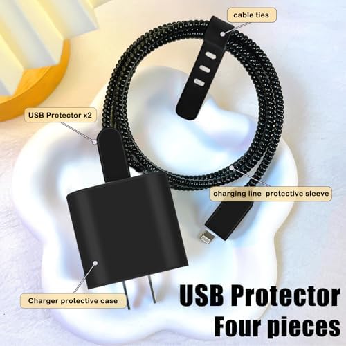 CameCosy Frosted Charger Cable Protector for iPhone 18W/20W Charger - Black