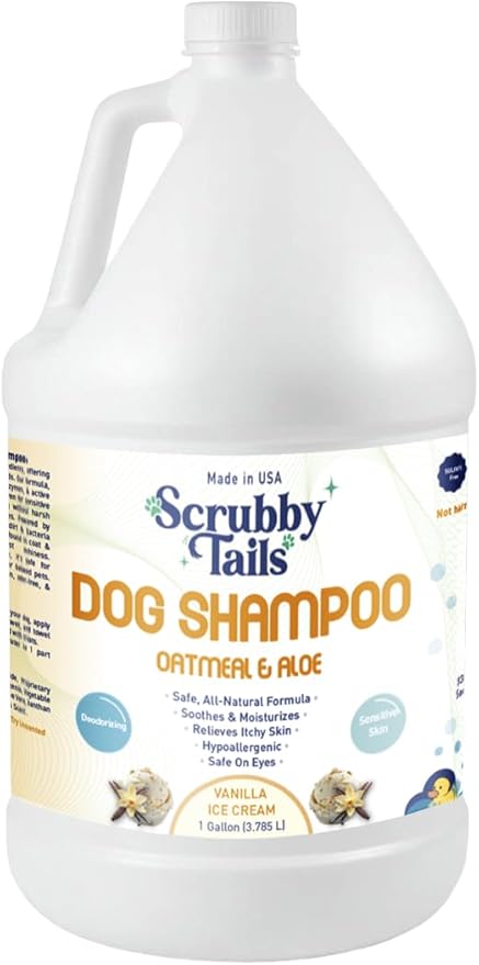 Organic Dog Shampoo - Puppy Oatmeal Shampoo for Itchy Skin Relief - Hypoallergenic for Sensitive Skin, for Groomers & Professionals, Made in USA, 1 Gallon (Vanilla Ice Cream)