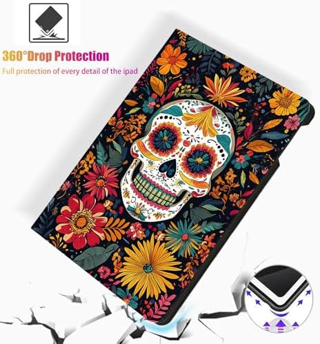 for Microsoft Surface Pro 7 Plus,Surface Pro 7/6/5/4 12.3" Tablet Case,Auto Wake/Sleep,Adjustable Stand Protective Cover - Day of The Dead Sugar Skull