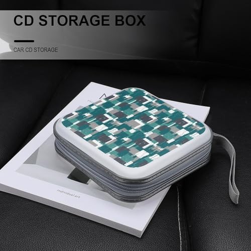 Portable Hard Shell DVD Storage Teal Grey Turquoise, 40-Disc Binder with Carry Strap, Protective Case for Movies Music Travel
