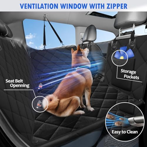 Hard Bottom Dog Car Seat Cover for Back Seat, with 2 Blankets