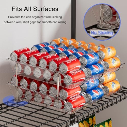 Sotfamily Stackable Soda Can Organizer for Pantry or Fridge, Holds 24 Cans | Heavy-Duty, Clear PET, Space-Saving Drink Organizer, Gravity Rolling, Pop can & Food can Dispenser/Storage/Container