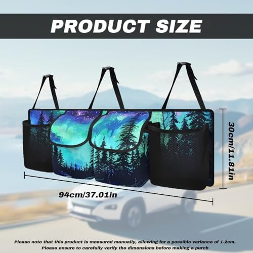 Forest Car Trunk Organizer with 4 Pockets Hanging Car Backseat Storage Bag Detachable Car Storage Accessories for SUV Sedans Hatchback Crossover Minivan