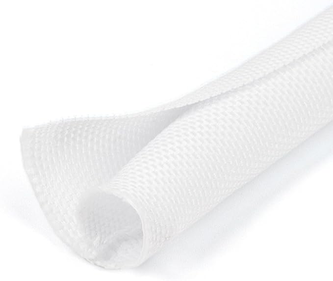 5/8 inch Split Braided Cable Management Sleeve for USB Cable Power Cord Audio Video Cable, Wire Loom Cord Protector from Cat Dog Chewing (White, 25FT)