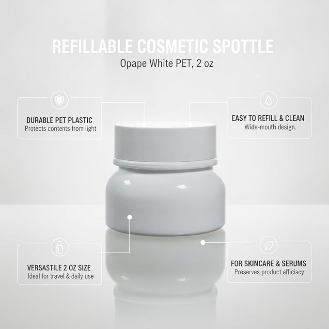 Refillable Cosmetic Spray Bottles, Opaque White PET for Skincare, Travel-Size Dispenser for Toners and Serums, 2 oz (1 PC)