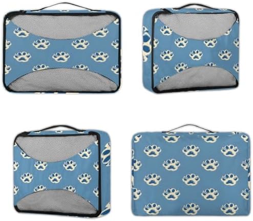 Paw 4 Set Packing Cubes Luggage Organizer Bags for Travel Accessories and Essentials, Dog Paw
