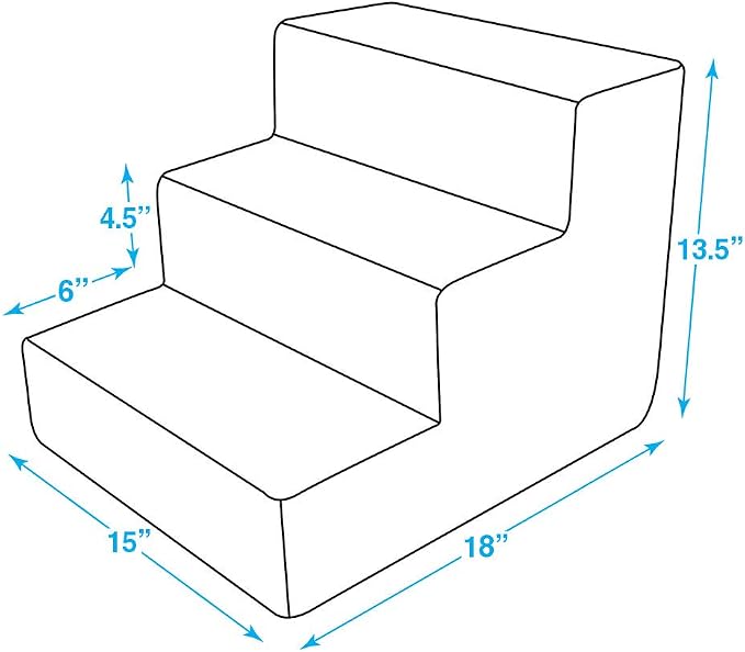 Best Pet Supplies Dog Stairs & Steps - Foam Steps for Small Dogs & Cats, Non-Slip Indoor Balanced Pet Step Support, Dog Ramp, No Assembly, Dark Brown, 3-Step (13.5-inch Height)