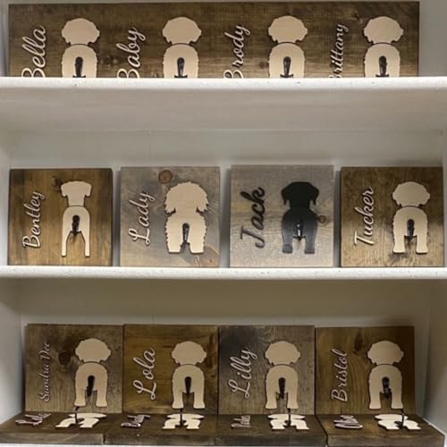 Personalized Dog Leash Holder Custom Dog Leash Holder Wood Leash Holder Leash Hanger Dog Name Leash Holder Laser Cut Leash Holder (7.25 * 16in/18 * 40cm/2dogs)