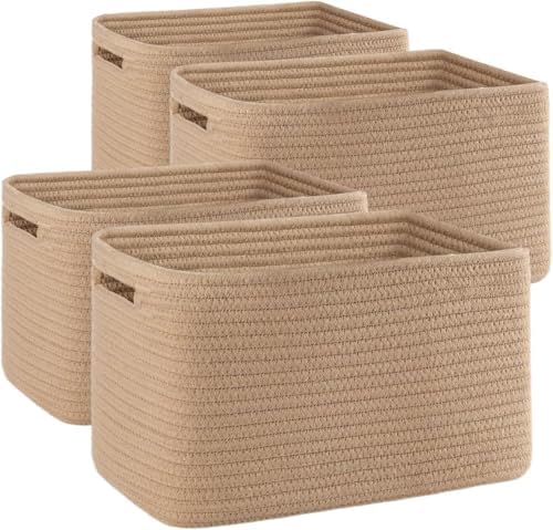 OIAHOMY 4 Pack Storage Baskets for Organizing 15L Cube Storage Bins Yellow