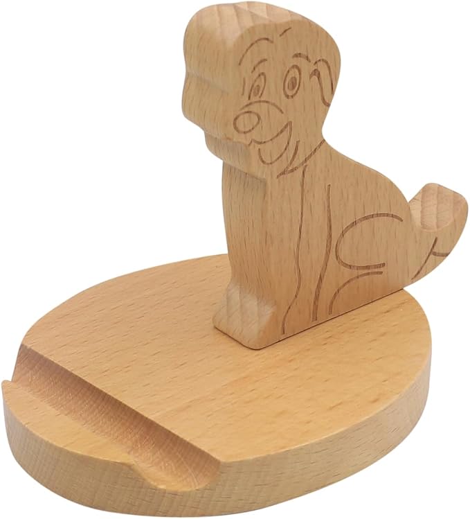 Cute Animal Cellphone Stand Holder Wooden Smartphone Desk Holder for Mobile Phones Cartoon Phone Stand Desk Ornament