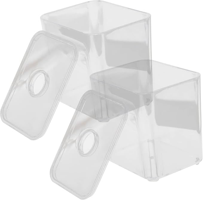 2Pcs Cosmetic Storage Box Lid Stackable Makeup Organizer Small Size for Cotton Swabs and Pads Desktop Bathroom Essentials