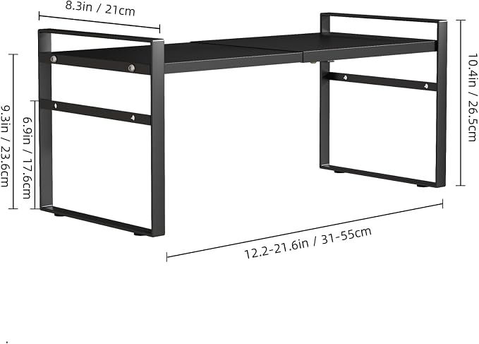 Expandable Cabinet Shelf Organizer Riser for Kitchen Pantry Under Sink | Expandable, metal , thick shelves, suitable for cabinets, countertops, under-sink areas, and storage rooms