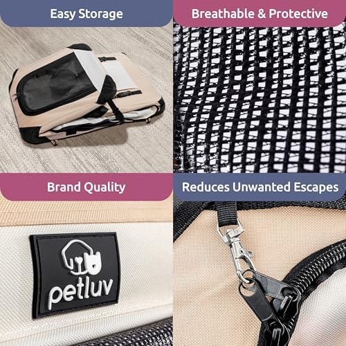 Cat & Dog Pet Carrier, Soft-Sided, Large 24"x16"x16", Fits Large Cat, 2 Cats, or Medium Dog Comfortably, Great for Travel & Vet Visits, Privacy Windows, Removable Bed, Locking Zippers, Foldable