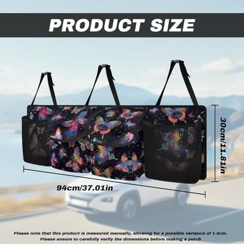 Dreaweet Butterfly Car Trunk Organizer,Hanging Car Back Seat Storage Bag Multipurpose Waterproof Trunk Organizer Car Trunk Storage and Decorative Accessories