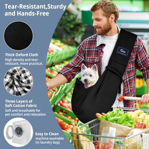 CUBY Dog and Cat Sling Carrier - Hands Free Reversible Pet Papoose Bag - Soft Pouch and Tote Design - Suitable for Puppy, Small Dogs Cats Outdoor