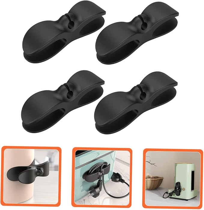 Veemoon 4pcs Adhesive Cable Organizers Cord Management Winders for Kitchen Home Appliances Tidy up Power Plugs Cords Easy Installation Required for Pots Air Fryers