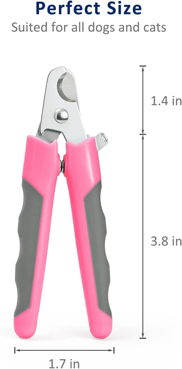 WePet Pet Nail Clippers U07.3, Professional Claw Trimmer, Scissor for Cats, Dogs, Puppies, Kittens, Hamsters, Rabbits and Small Animals, Sharp, Safe, M, Grey/Pink