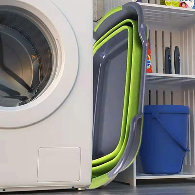 Goderewild Multipurpose Collapsible Pet Bathtub with Drainage Hole for Puppy Small Dogs Cats, Portable Laundry Basket-Foldable Bathing Tub-Storage Organizer, 7.1 Gal/27L (Green,1)