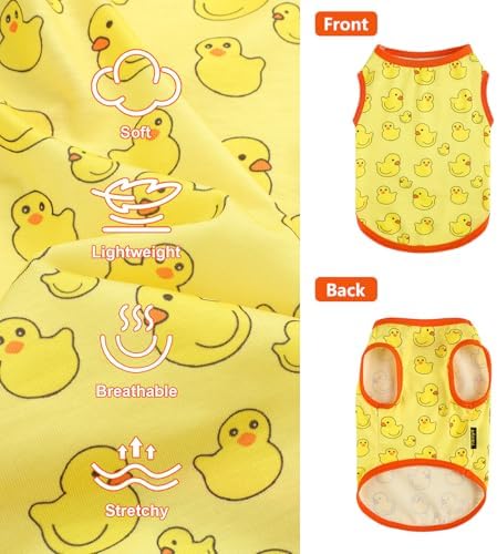 Dog Shirt Vest Dog Clothes for Small Dogs Boy Girl Stretchy Summer Puppy T-Shirts Soft Breathable Lightweight Puppy Sweatshirt Pet Cat Outfit (Yellow Duck, Large)