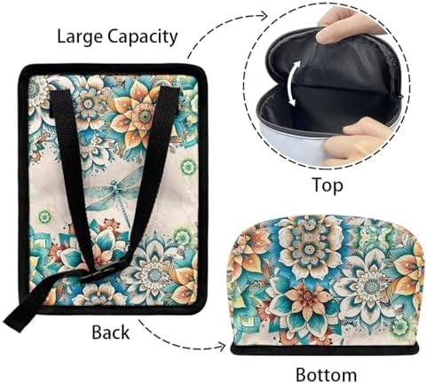 DISNIMO Boho Floral Dragonfly Car Trash Can, Car Garbage Bag Bin with Lid Hanging Waterproof Leak-Proof for Car Accessories Automotive Vehicle