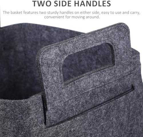 Healifty Felt Pet Storage Basket with Two Side Handles, Sturdy and Stylish Organizer for Dog and Food, for Home Use, Foldable Felt Fabric Storage Bin