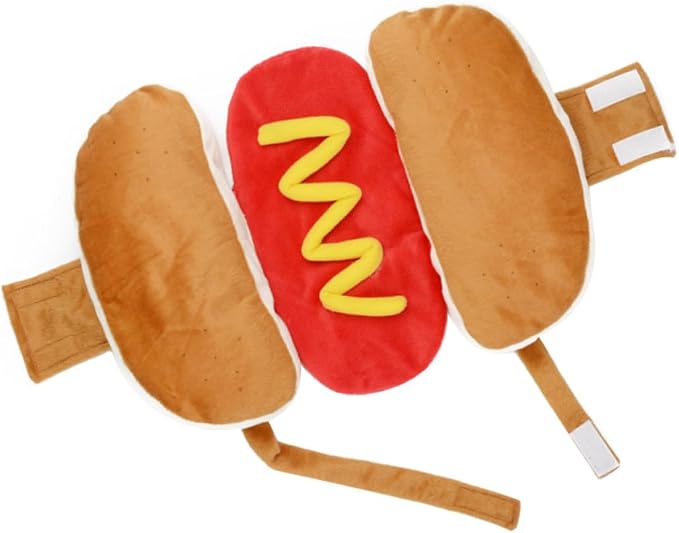 Pet Costume Hot Dog Cartoon Outfit M Cotton for Dogs and Cats | Orange Creative Role-play Wear, Lightweight Comfortable Fit, Party and Christmas Use
