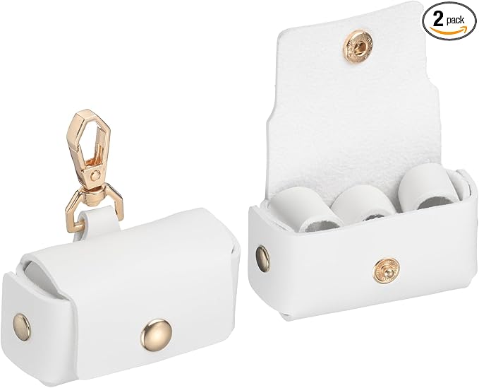 uxcell 2Pcs Dog Ring Bearer, Leather Wedding Pet Ring Pillow Jewelry Holder with Clasp Buckle Closure Portable Storage Organizer Button Closure Pouch for Wedding Engagement, White