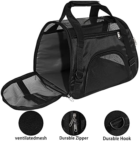 MuchL Pet Carrier Soft-Sided Carriers for Cat Carriers Dog Carrier for Small Medium Cats Dogs Puppies Pet Carrier Airline Approved Cat Dog Pet Travel Carrier (Medium,Black)