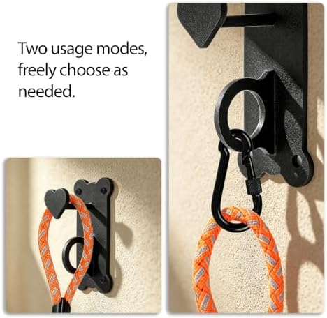 ESPETS Dog Tie-Out Leash Holder for Wall, Pet Leash & Accessory Hook（Black）