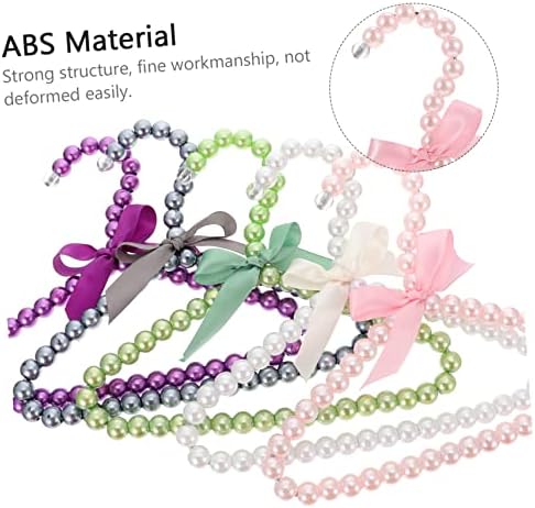 COLLBATH 5pcs Pet Clothes Hangers Bowknot Stylish Beaded Dog Apparel Holders White Green Violet Gray and Practical Pet Clothing Organizers