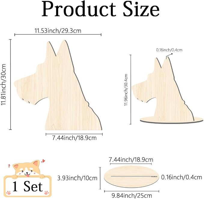 Dog Mannequin for Clothing Scarf Bandana 11.8 x 11.5 x 0.2 Inch Dog Display Stand Wooden Pet Silhouette Display Stand for Pet Stores Shops Window Show Photography Prop Home Decorations