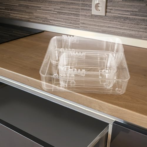 3pcs Clear Drawer Organizers Expandable Pet Storage Trays for Kitchen Bathroom Office Desktop Divider Bins for Cutlery Jewelry Makeup Multipurpose Drawer Storage