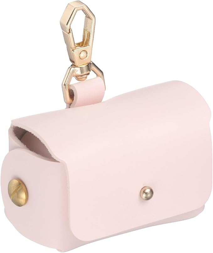 uxcell Dog Ring Bearer, Leather Wedding Pet Ring Pillow Jewelry Holder with Clasp Buckle Closure Portable Storage Organizer Mushroom Rivet Pouch for Wedding Engagement, Pink