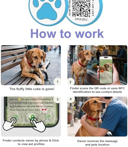 Personalized Dog Tag, Laser Engraving QR Code, Silicone Dog ID Tag, Pet Online Profile, Scan QR Code Send Location, Collar Harness Accessories (Medium to Large Breeds - 1.25", Blue)