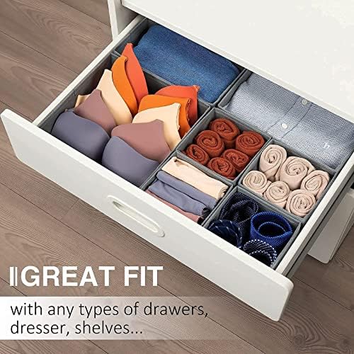 Criusia Drawer Organizer Clothes, 8 Pack Underwear Organizer, Foldable Closet Organizers and Storage Dresser Dividers for Clothes, Socks, Scarves, Ties (Gray)