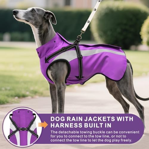 Dog Raincoat Waterproof Raincoats for Dog Reflective Dogs Rain Jackets with Hood Hoodie Pet Rain Poncho Coat for Small Medium Large Dogs Puppies S-XXL (Purple, S)