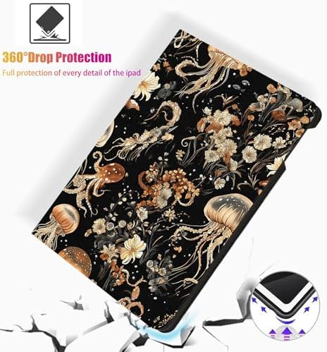 for Microsoft Surface Pro 11/10/9-13" 2024/2022 Tablet Case,Auto Wake/Sleep,Adjustable Stand Protective Cover - Golden Jellyfish Floral