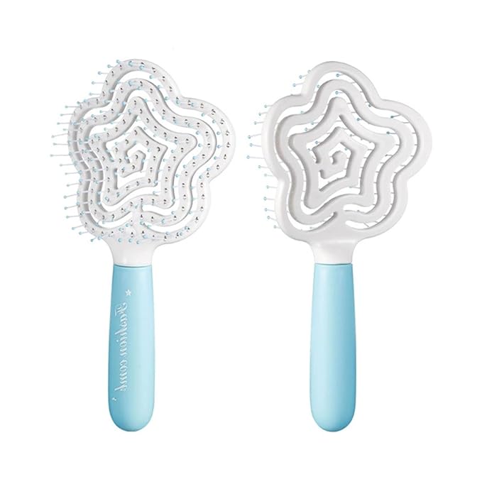 Star Shape Small Dog Brush - Soft Grooming Puppy Massage Brush, Pet Hair Bathing Brush Comb, Hangable Grooming Tool for Poodles, Teddy, Yorkies, Maltese, Shih Tzu, Chihuahua (Blue)