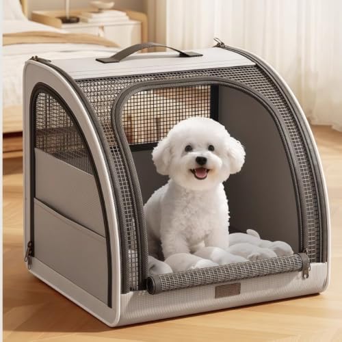 Collapsible Dog Crate Compatible with Subaru Crosstrek 2018-2023 | Pet Crate with Mesh Windows Portable Dog Car Seat Outdoor Dog Kennel, Car Pet Carrier, Car Travel Accessories