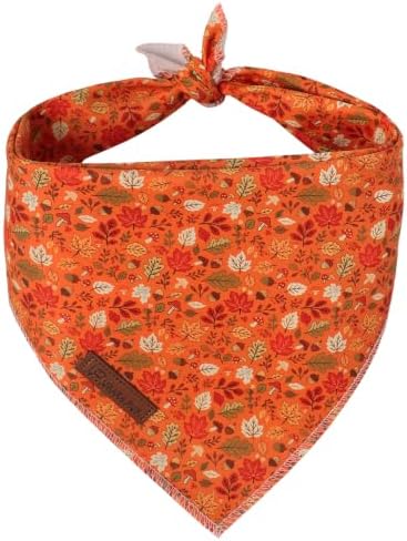 Fall Dog Bandana, Autumn Harvest Triangle Bid Scarf with Laeves Pattern, Cotton Pet Kerchief for Girl Boy Dogs or Cats, Cute Puppy Bandana Fancy for Dogs