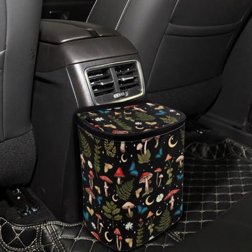 Hanging Garbage Bin Mushroom Butterfly Floral Cute Car Accessories Multipurpose Trash Bin Decoration Car Interior for Women Men