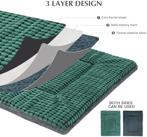 BVAGSS Reversible Dog Crate Pad, Memory Foam Pet Bed Mat, Soft Warm Machine Washable Sleeping Kennel Mattress for Small Medium Large Dogs XH079 (42''x28''x1.6'',Green)