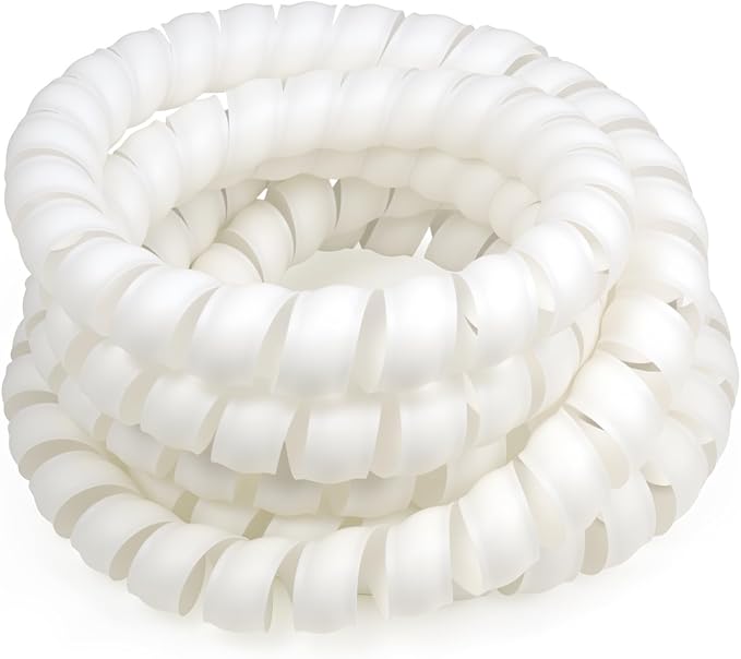 3/4" Spiral Cable Wrap, Plastic Wire Wrap Cord Protectors from Pets No Chew, Spiral Cable Management Sleeve Organizer for Computer Electrical Hydraulic Hose Protector (White, 25ft)
