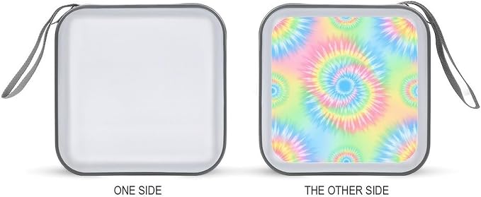 Portable CD/DVD Holder Pink Rainbow Tie Dye, 40-Capacity Hard Case with Zipper, Protective Storage Binder for Music Movies Game Discs