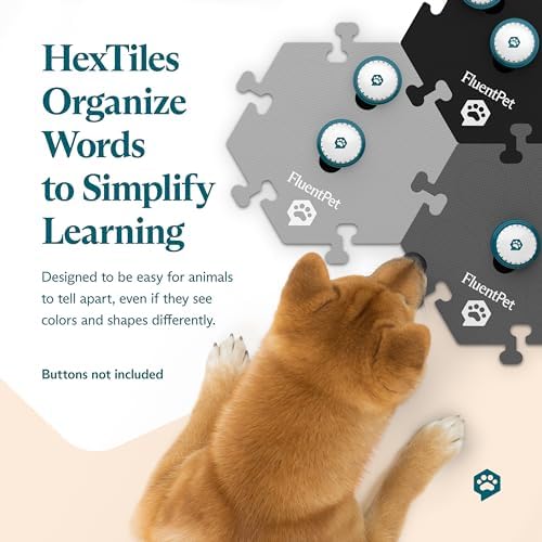 FluentPet Compact HexTile,Accessory Dog and Cat Button Learning Kits,Can Hold Up to 6 Sound Buttons,Soft, Durable, and Non-Slip,Comes in 12 Colors (Black)